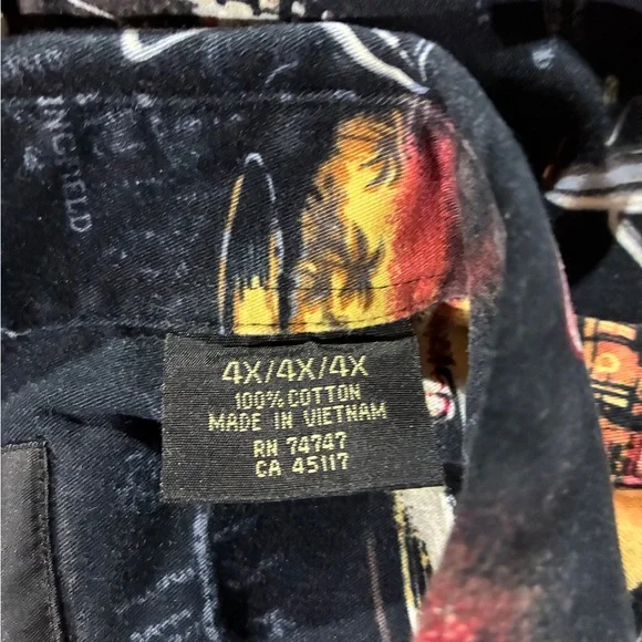 RedHead Men's Black and Orange Car Print Shirt - 4X - Picture 4 of 11